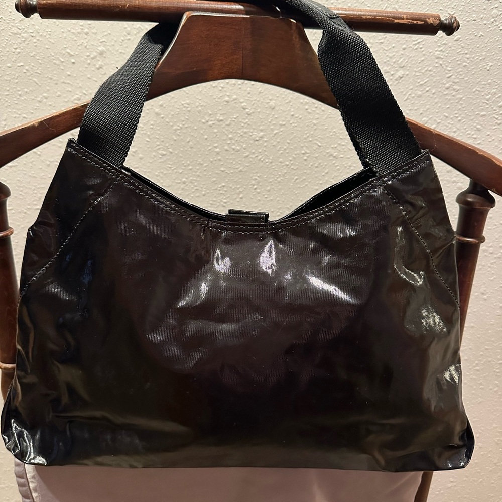 Kate Landry Shiny Black Shoulder Bag